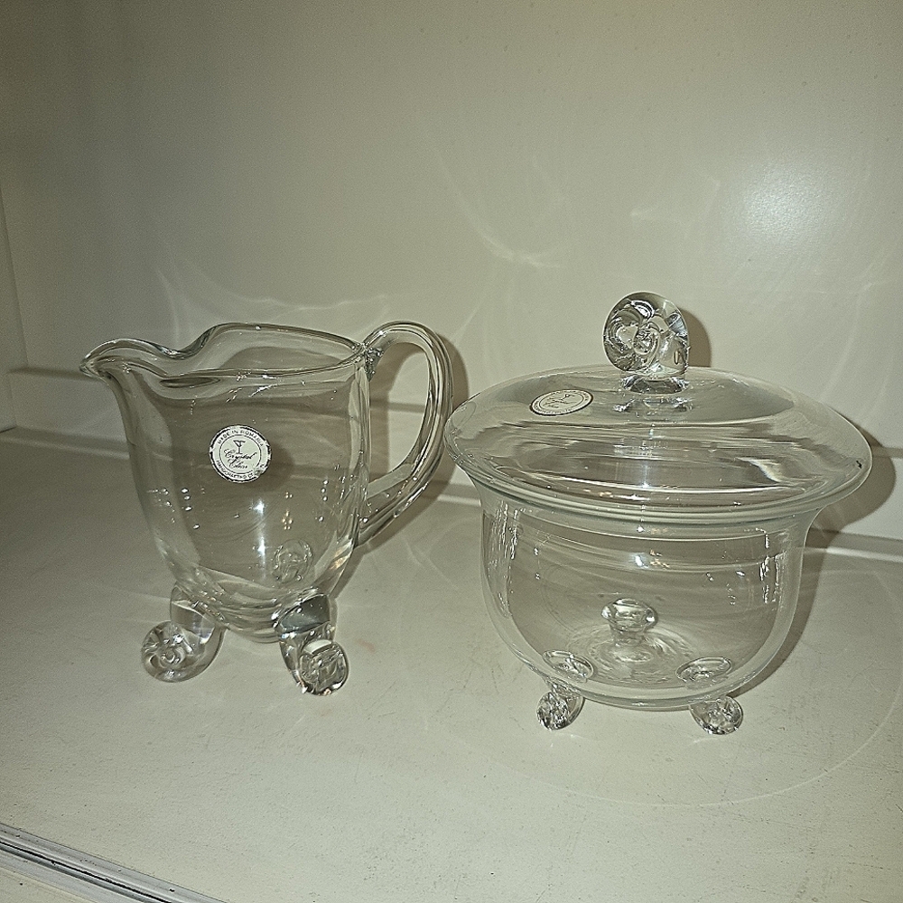 ⭐️40% Off⭐️ Vintagr Genuine Crystal Clear Sugar Bowl and Creamer Set